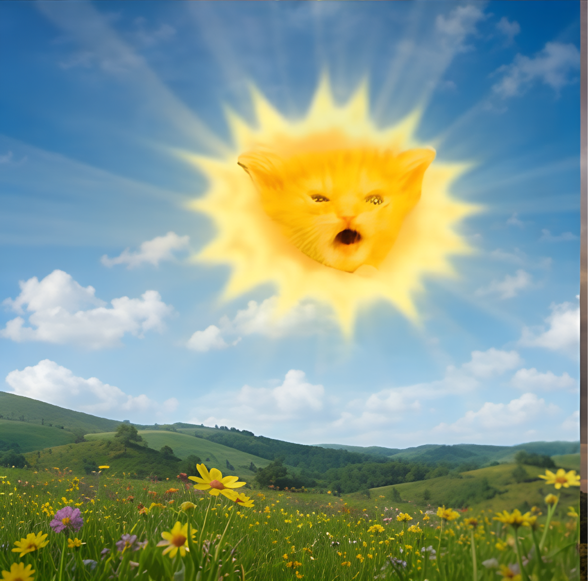 Sun Cat over the hills